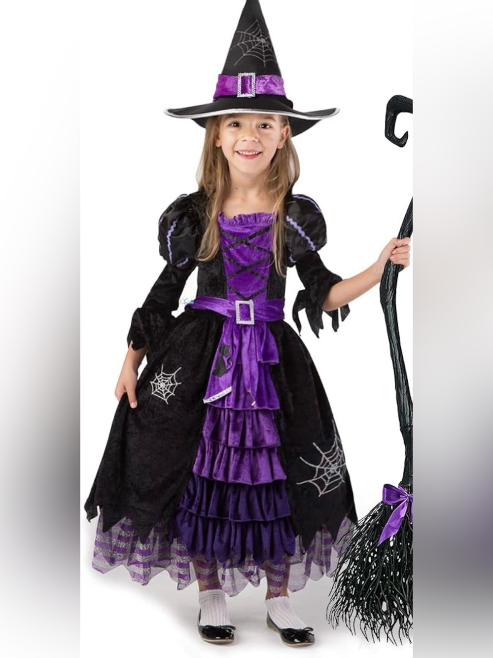 Girls Purple and Black Witch Costume Dress small 5-7 years doesnβt include broom